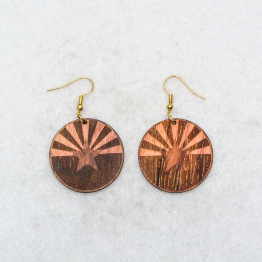 Arizona State Flag Design Wood Earrings